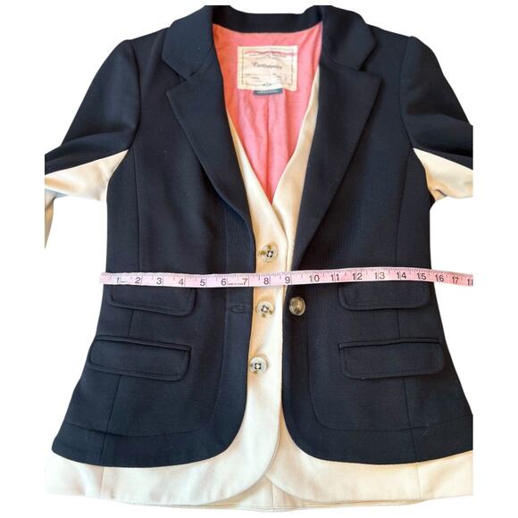 EUC Anthropologie Cartonnier Layered Vest Jacket Blazer Black /Cream Fits size 6 - Picture 10 of 16